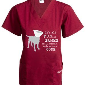 Scrub Top Unisex XXL It's All Fun and Games Until Someone Ends up in a Cone